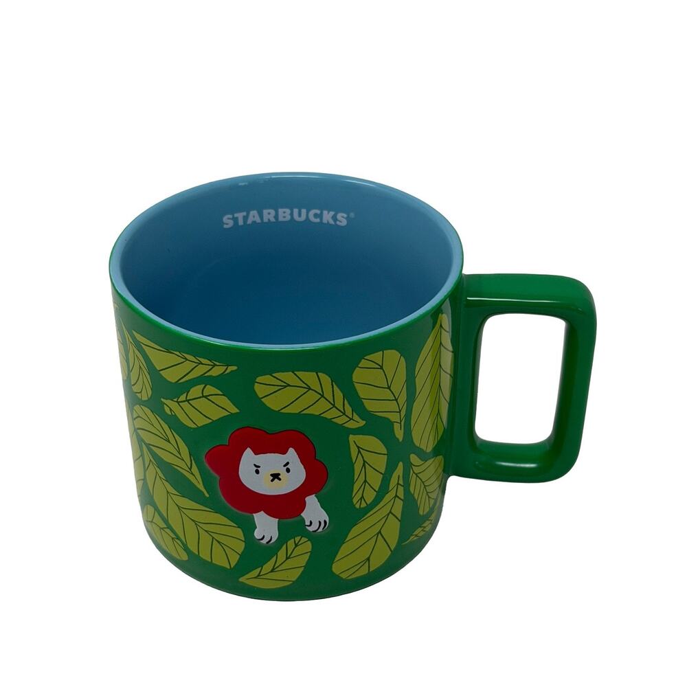 Starbucks X Monyee Chau Coffee Mug Green Ceramic Chinese American Artist 14 oz